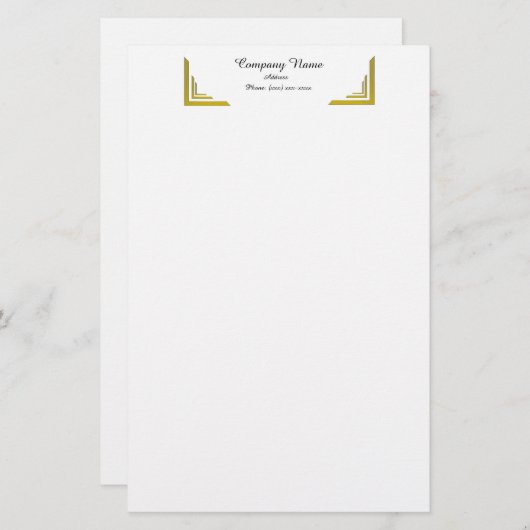 Elegant Gold Corner Border Professional Stationery 便箋 (正面/裏面)