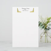 Elegant Gold Corner Border Professional Stationery 便箋 (スタンド正面)