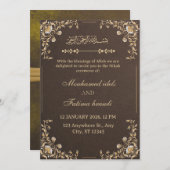 Elegant Gold & Cream Arabic Wedding Invitation 招待状 (正面/裏面)
