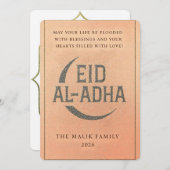 Elegant Gold Crescent Eid Al-Adha Greeting Card シーズンカード (正面/裏面)