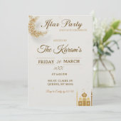 Elegant Gold Crescent Moo, Ramadan Iftar Party  招待状 (スタンド正面)