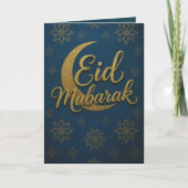 Elegant Gold Crescent Moon Eid Mubarak Greeting カード (正面)