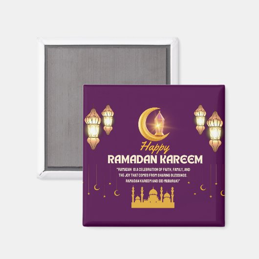 Elegant Gold Crescent Ramadan Mubarak Greeting マグネット (正面/裏面)