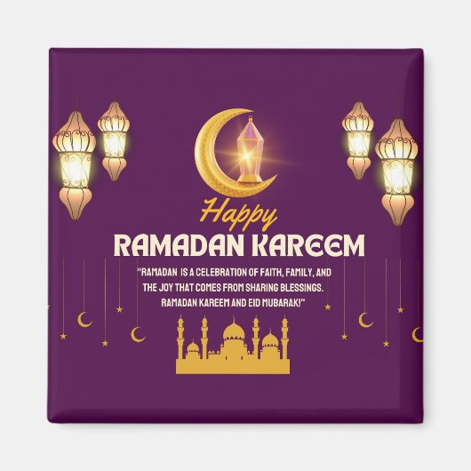 Elegant Gold Crescent Ramadan Mubarak Greeting マグネット (正面)