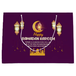 Elegant Gold Crescent Ramadan Mubarak Greeting ラージペーパーバッグ