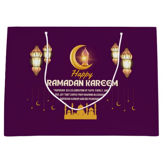 Elegant Gold Crescent Ramadan Mubarak Greeting ラージペーパーバッグ (正面)