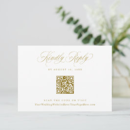 Elegant Gold Crest Logo Wedding QR Code 出欠カード
