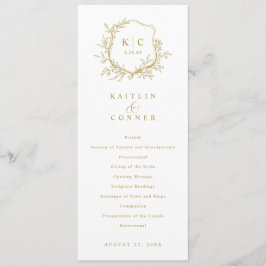 Elegant Gold Crest Vintage Wedding Programs プログラム