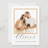 Elegant Gold Cross Baby´s Baptism Photo Script サンキューカード (正面)
