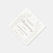 Elegant Gold Cross Floral Christening Baptism スタンダードカクテルナプキン (角)