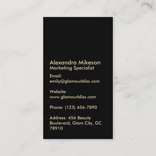 Elegant Gold Crown Grid Black Minimal 名刺 (裏面)