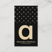 Elegant Gold Crown Grid Black Minimal 名刺 (正面)