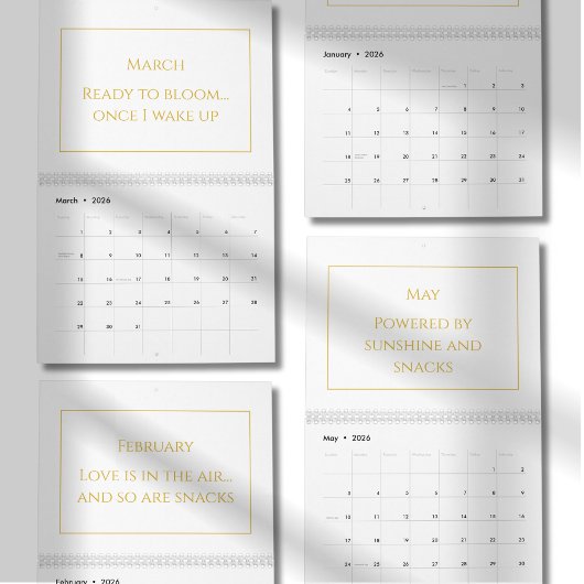 Elegant Gold Cute Quote Calendar 2026 カレンダー