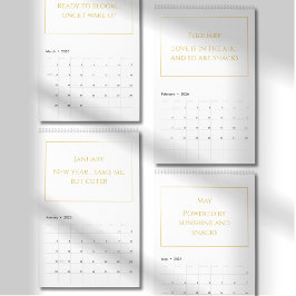 Elegant Gold Cute Quote Calendar 2026 カレンダー