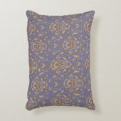 Elegant Gold Damask on Periwinkle Blue アクセントクッション (正面(垂直))