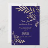 Elegant gold dark purple floral Wedding Invitation 招待状 (正面)