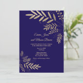 Elegant gold dark purple floral Wedding Invitation 招待状 (スタンド正面)