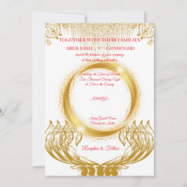 Elegant Gold Design Wedding Invitation on White 招待状