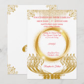Elegant Gold Design Wedding Invitation on White 招待状 (正面/裏面)