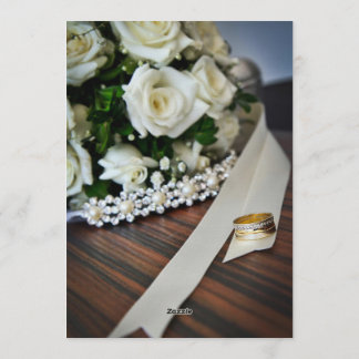Elegant Gold Diamond Ring Pearl Bouquet Wedding In 招待状