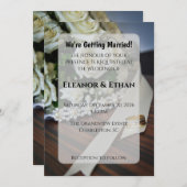 Elegant Gold Diamond Ring Pearl Bouquet Wedding In 招待状 (正面/裏面)