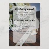 Elegant Gold Diamond Ring Pearl Bouquet Wedding In 招待状 (正面)