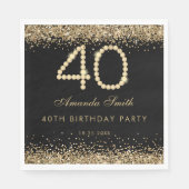 Elegant Gold Diamonds 40th Birthday Party  スタンダードランチョンナプキン (正面)
