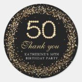 Elegant Gold Diamonds 50th Birthday Thank you  ラウンドシール (正面)