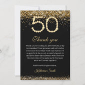 Elegant Gold Diamonds 50th Birthday Thank you Card サンキューカード (正面)