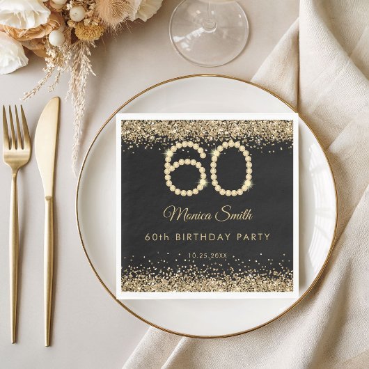 Elegant Gold Diamonds 60th Birthday Party  スタンダードランチョンナプキン