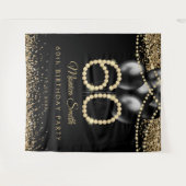 Elegant Gold Diamonds 60th Birthday Party Backdrop タペストリー (正面(横))
