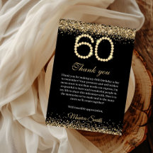 Elegant Gold Diamonds 60th Birthday Thank you Card