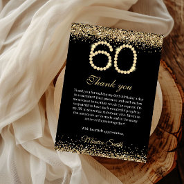 Elegant Gold Diamonds 60th Birthday Thank you Card サンキューカード