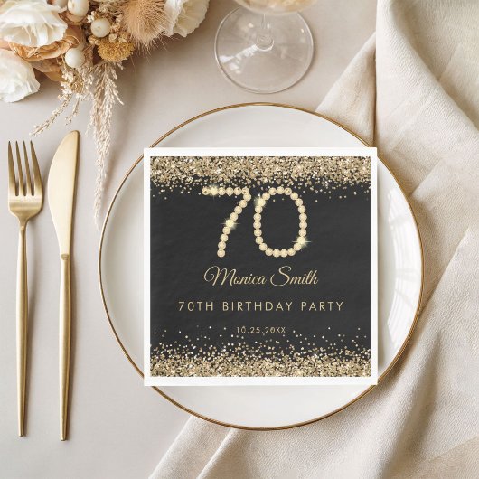 Elegant Gold Diamonds 70th Birthday Party  スタンダードランチョンナプキン