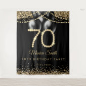 Elegant Gold Diamonds 70th Birthday Party Backdrop タペストリー (正面)