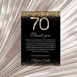 Elegant Gold Diamonds 70th Birthday Thank you Card サンキューカード