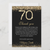 Elegant Gold Diamonds 70th Birthday Thank you Card サンキューカード (正面)