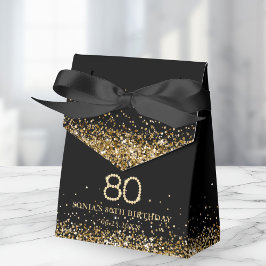 Elegant Gold Diamonds 80th Birthday Favor Box フェイバーボックス