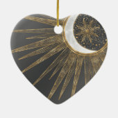 Elegant Gold Doodles Sun Moon Mandala Design セラミックオーナメント (裏面)