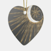 Elegant Gold Doodles Sun Moon Mandala Design セラミックオーナメント (左)