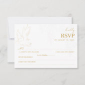 Elegant Gold Dove Wedding RSVP Card (正面)