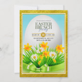 Elegant Gold Easter Brunch – Egg Sunday Party 招待状 (正面)