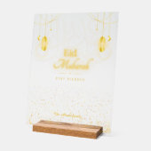 Elegant Gold Eid Mubarak Acrylic Sign アクリルサイン (傾斜)