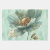 Elegant Gold & Emerald Poppy Wedding Wrapping  ラッピングペーパーシート (正面)