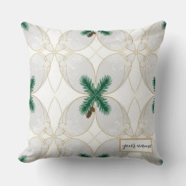 Elegant Gold Eucalyptus Holiday Pillow – MerryMist クッション