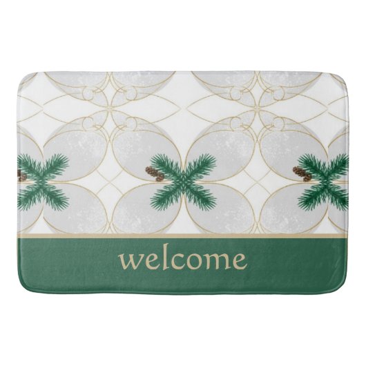 Elegant Gold Eucalyptus Holiday Shower Curtain – M バスマット (正面)