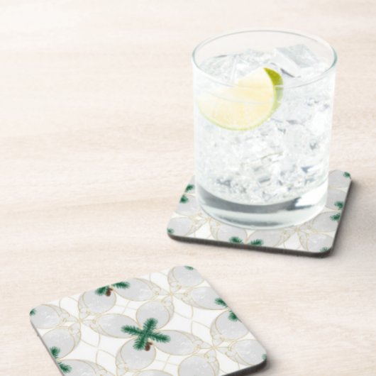 Elegant Gold Eucalyptus MerryMist Holiday Cork Coa コースター