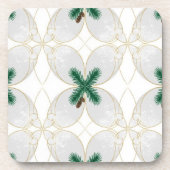 Elegant Gold Eucalyptus MerryMist Holiday Cork Coa コースター (正面)