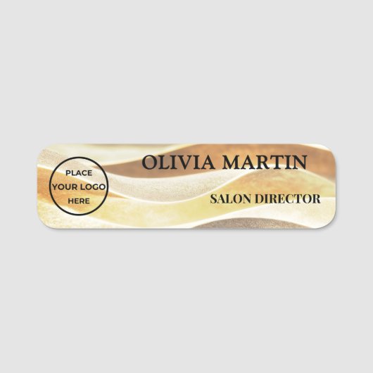 Elegant Gold Fabric-like Magnetic Name Badge 名札 (正面)