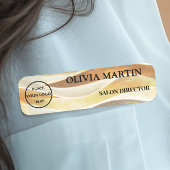 Elegant Gold Fabric-like Magnetic Name Badge 名札